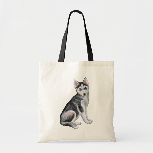Cute Puppy Dog Lover Siberian Husky Tote Bag (Front)