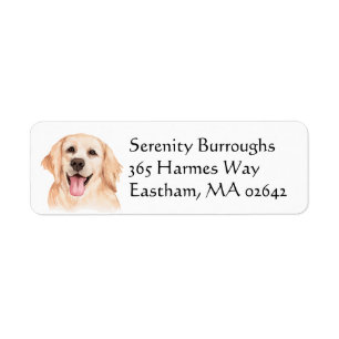 Cute Puppy Dog Lover Watercolor Golden Retriever Return Address Label