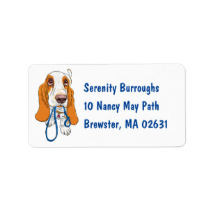 Cute Puppy Dog Lovers Cartoon Basset Hound Label