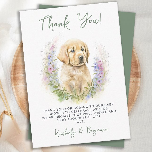 Cute Puppy Dog Modern Sage Thank You Baby Shower (Creator Uploaded)