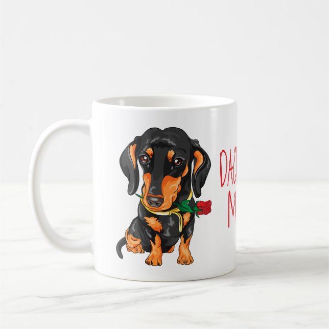 Cute Puppy Dog Mum Gift Cartoon Dachshund Coffee Mug (Left)