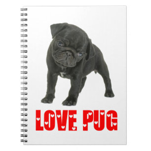 Cute Puppy Dog Mum Gift Love Black Pug Notebook