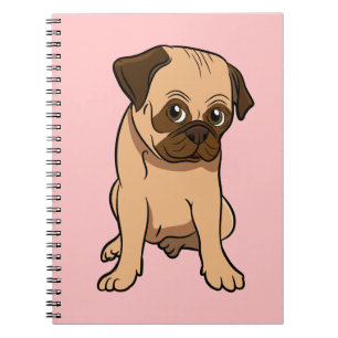 Cute Puppy Dog Mum Gift Pink Cartoon Pug Notebook