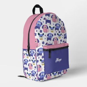 Cute Puppy Dog Pattern Personalised Girl School Printed Backpack