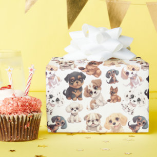 Cute Puppy Dog Pattern Wrapping Paper
