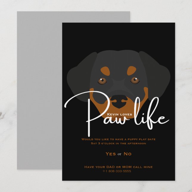 Cute puppy dog paw life party Invitation (Front/Back)