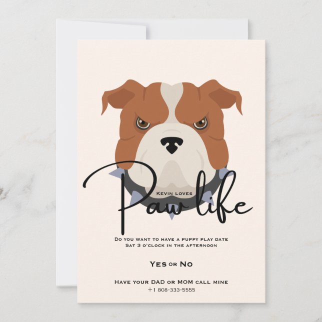 Cute puppy dog paw life party  invitation (Front)