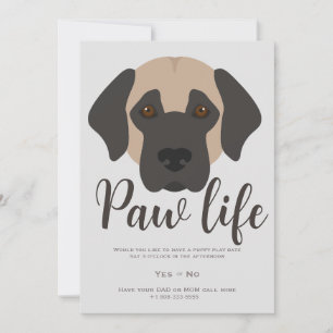 Cute puppy dog paw life party  invitation