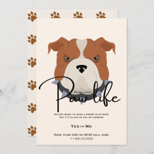 Cute puppy dog paw life party invitation