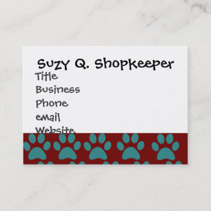 Cute Puppy Dog Paw Prints Red Blue Business Card