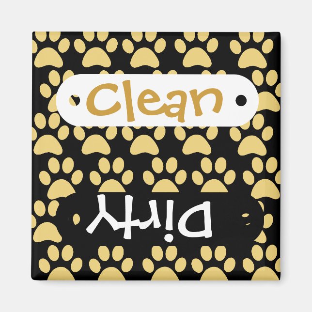 Cute Puppy Dog Paw Prints Tan Black Magnet (Front)