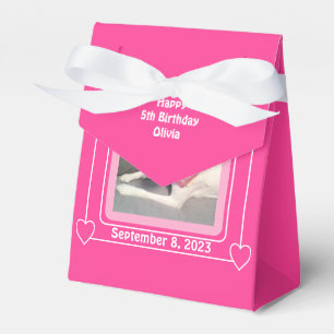 Cute Puppy Dog Photo Birthday Number 5 Pink Favour Box