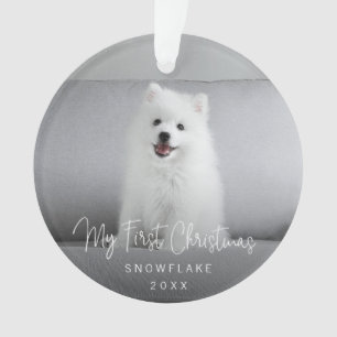 Cute Puppy Dog Photo First Christmas Ornament