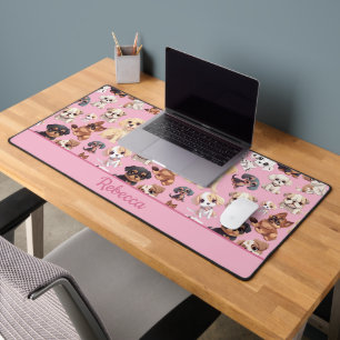 Cute Puppy Dog Pink Desk Mat
