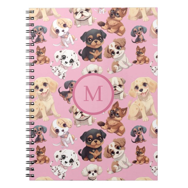 Cute Puppy Dog Pink Notebook (Front)