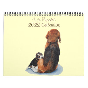 cute puppy dog portrait paintings 2022 calendar