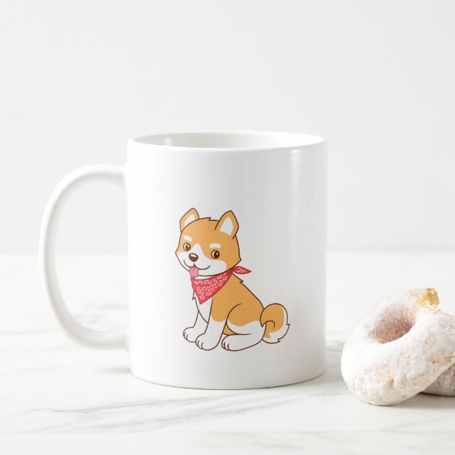 Cute Puppy Dog Shiba Inu Coffee Mug (With Donut)
