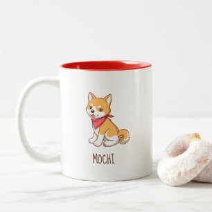 Cute Puppy Dog Shiba Inu Custom Name Two-Tone Coffee Mug