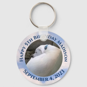 Cute Puppy Dog Sleeping Blue Sky 5th Birthday Key Ring