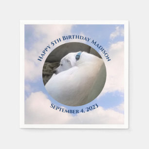 Cute Puppy Dog Sleeping Blue Sky 5th Birthday Napkin