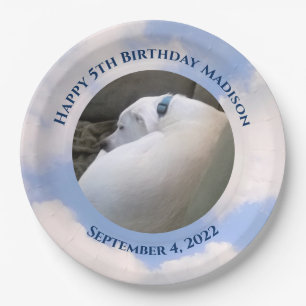 Cute Puppy Dog Sleeping Blue Sky 5th Birthday Paper Plate