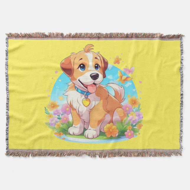 Cute Puppy Dog  Throw Blanket (Front)