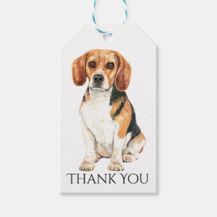Cute Puppy Dog Watercolor Beagle Thank You Gift Tags