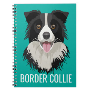 Cute Puppy Dog Watercolor Border Collie Notebook