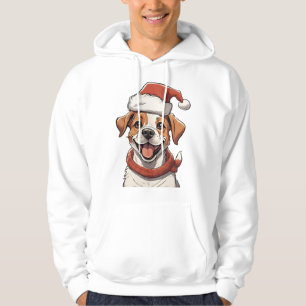 Cute Puppy Dog wearing Christmas Hat Classic T-Shi Hoodie