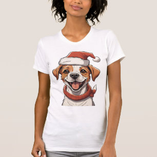 Cute Puppy Dog wearing Christmas Hat Classic T-Shi T-Shirt