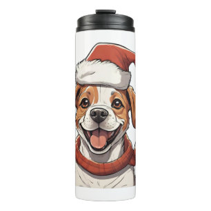 Cute Puppy Dog wearing Christmas Hat Classic T-Shi Thermal Tumbler