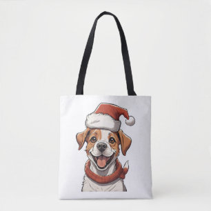 Cute Puppy Dog wearing Christmas Hat Classic T-Shi Tote Bag