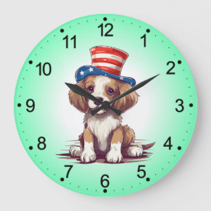 Cute Puppy Dog with Hat-54676 Large Clock