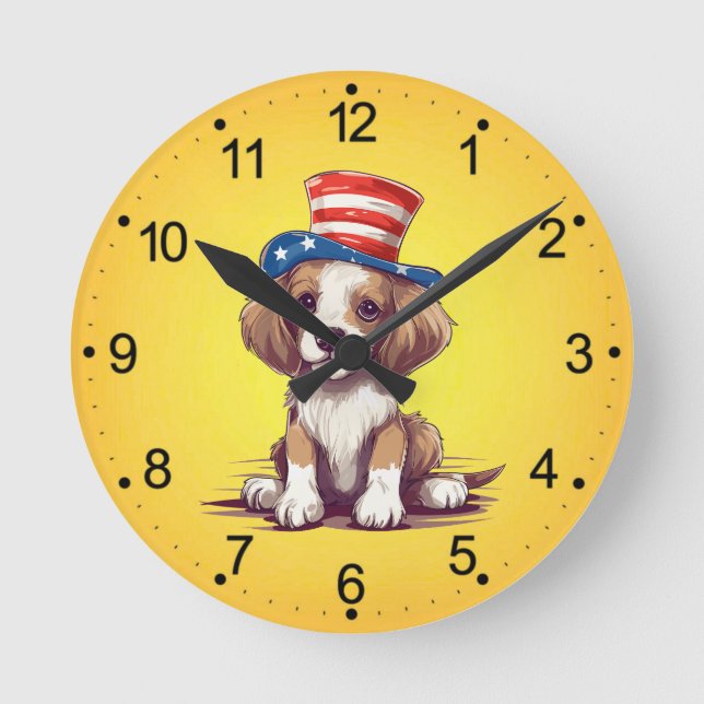 Cute Puppy Dog with Hat-54676 Round Clock (Front)