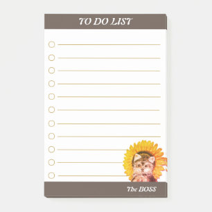 Cute Puppy Dog with Sunflower To Do List Post-it Notes