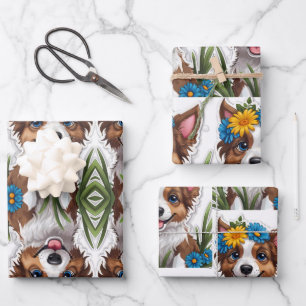 Cute Puppy Dog Wrapping Paper Sheet