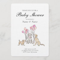 Cute Puppy Dogs and Balloons Boy Girl Shower