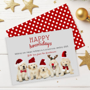 Cute Puppy Dogs "Happy howlidays" Christmas Holiday Card