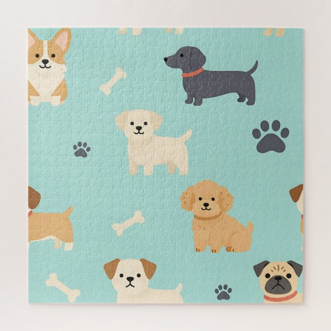 Cute Puppy Dogs Pattern Jigsaw Puzzle (Vertical)