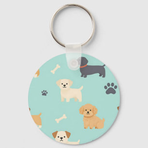 Cute Puppy Dogs Pattern Key Ring