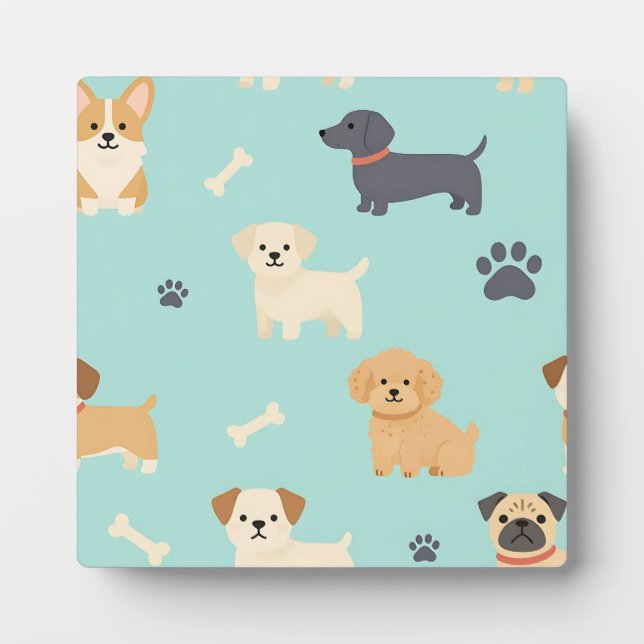 Cute Puppy Dogs Pattern Plaque (Front)