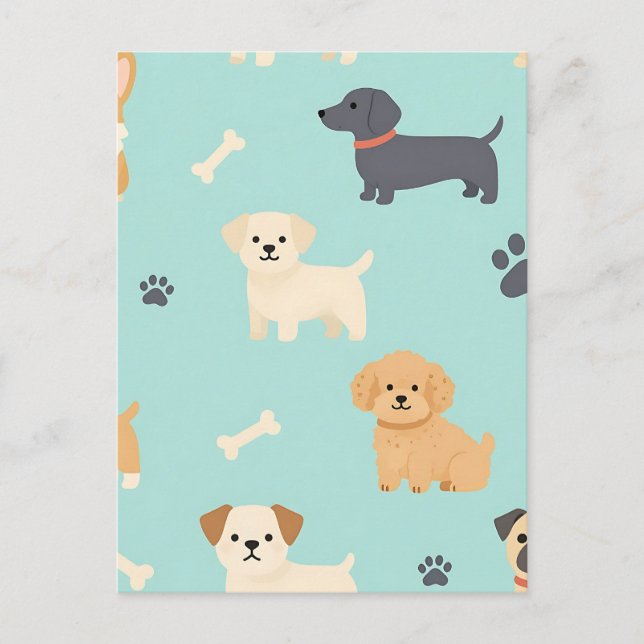 Cute Puppy Dogs Pattern Postcard (Front)