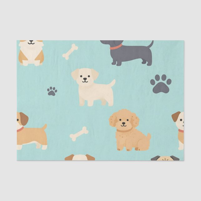 Cute Puppy Dogs Pattern Tissue Paper (Front)