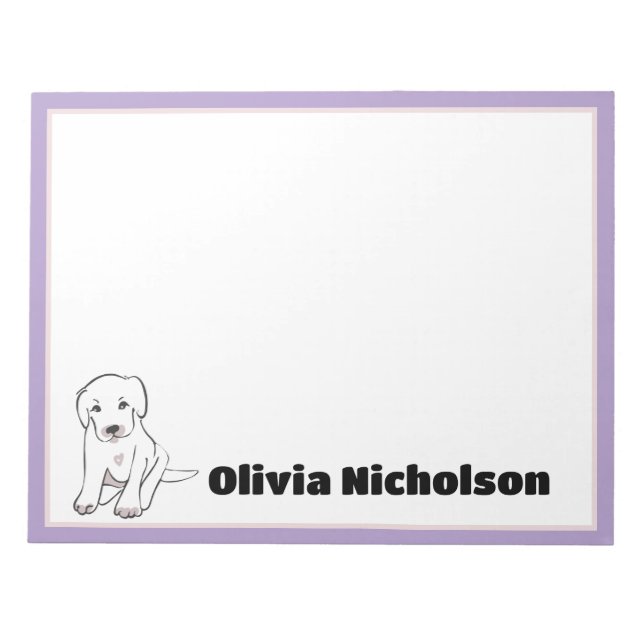 Cute Puppy Doodle Art Personalised Stationery  Notepad (Front)
