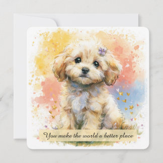 Cute Puppy Encouragement Card Watercolor Dog