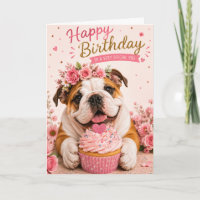 CUTE PUPPY ENGLISH BULLDOG BIRTHDAY