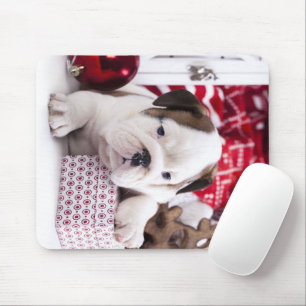 Cute Puppy English Bulldog Funny Christmas Mouse Pad