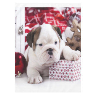 Cute Puppy English Bulldog | Funny Christmas Tablecloth