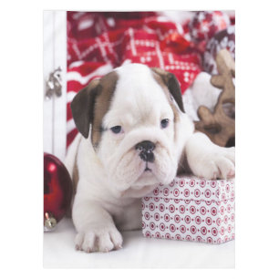 Cute Puppy English Bulldog Funny Christmas Tablecloth
