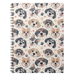 Cute Puppy Face Pattern Kids Design for Dog Lovers Notebook